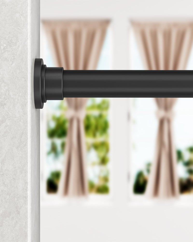 ALLZONE Shower Curtain Rod Spring Tension,28-42 Inch Heavy Duty Tension Rod No Drilling, Anti-Slip Shower Rod Tension,Adjustable Tension Curtain Rod for Window/Bathroom/Closet,Black - Image 1